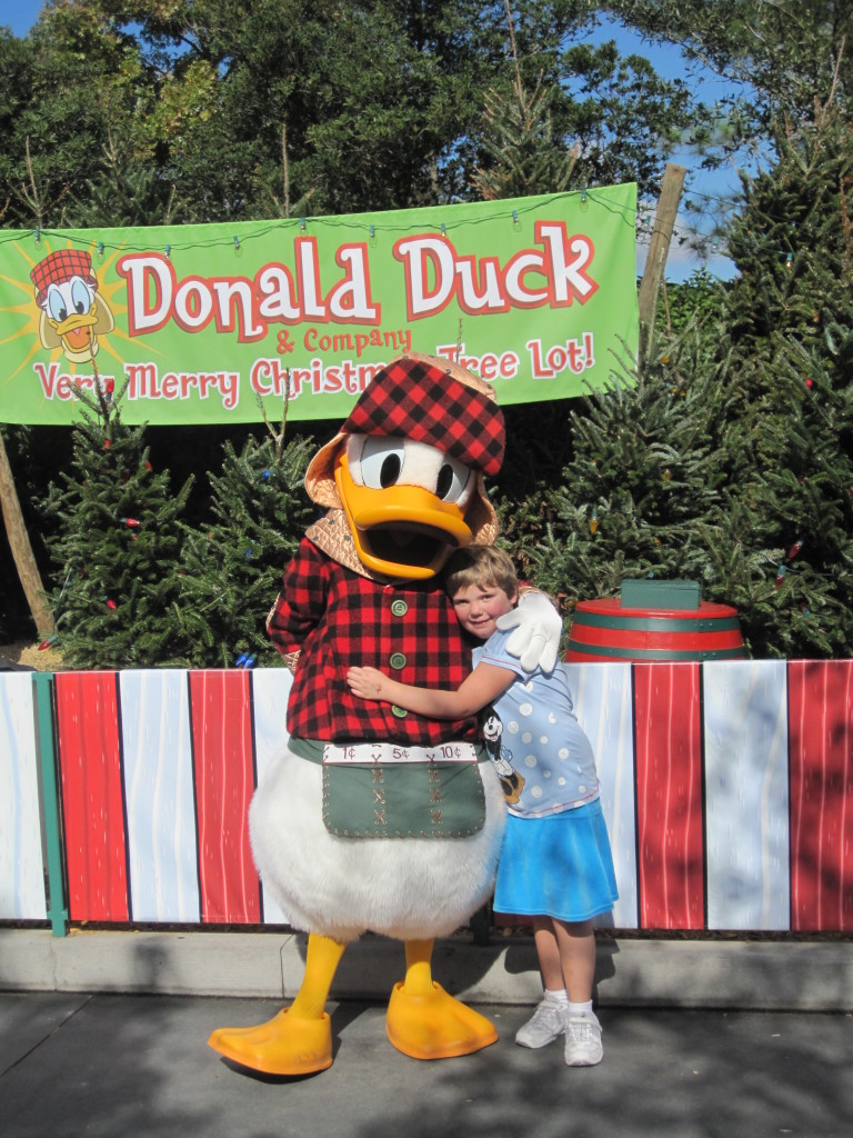 Donald Duck, Mickey's sidekick, and Emily in the Magic Kingdom! 