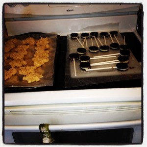 Homemade Mickey Rice Krispie treats and Oreos on a stick! 